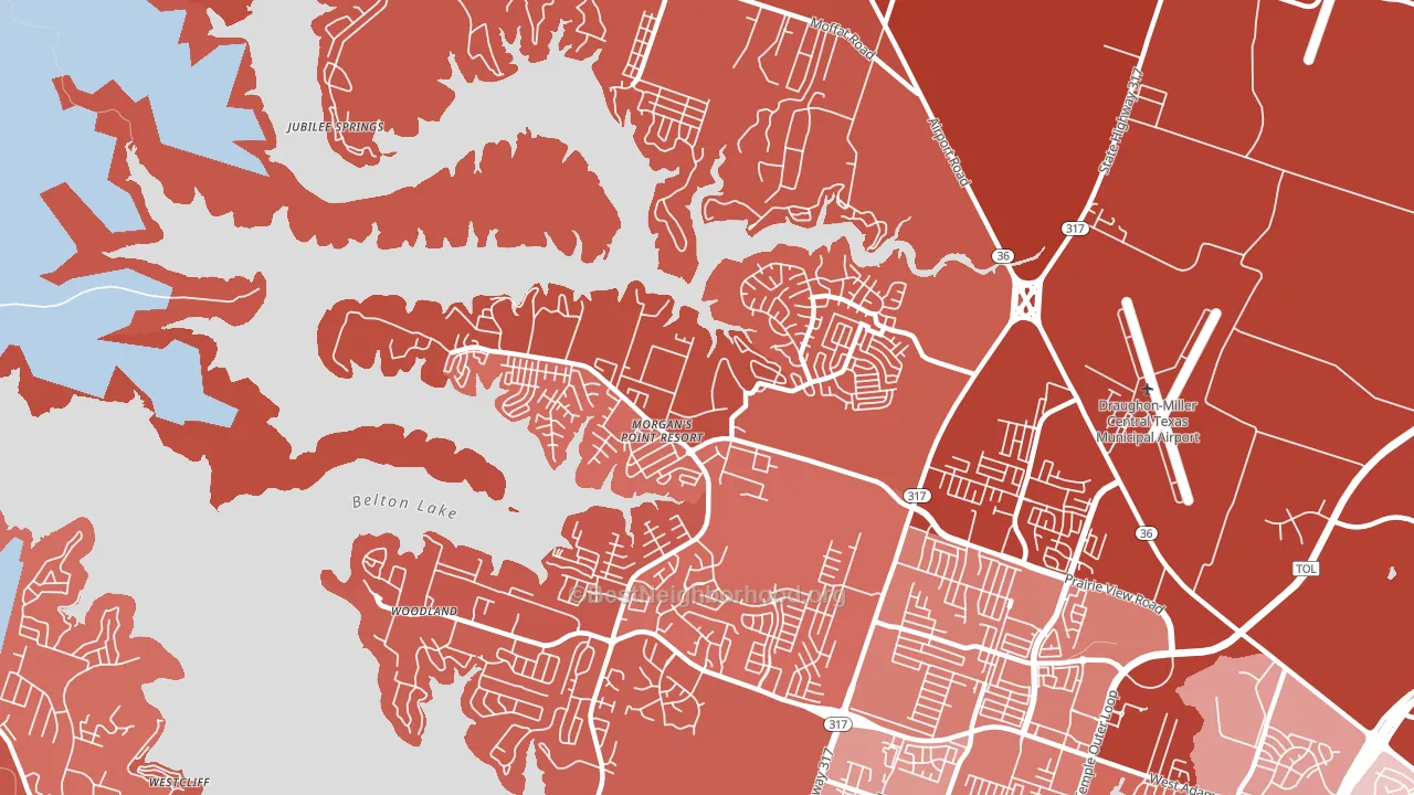 Morgans Point Resort, TX block-group political-lean map