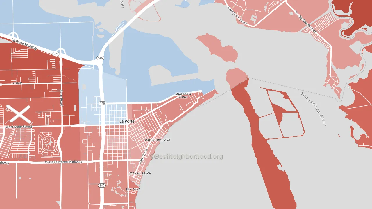 Morgans Point, TX block-group political-lean map