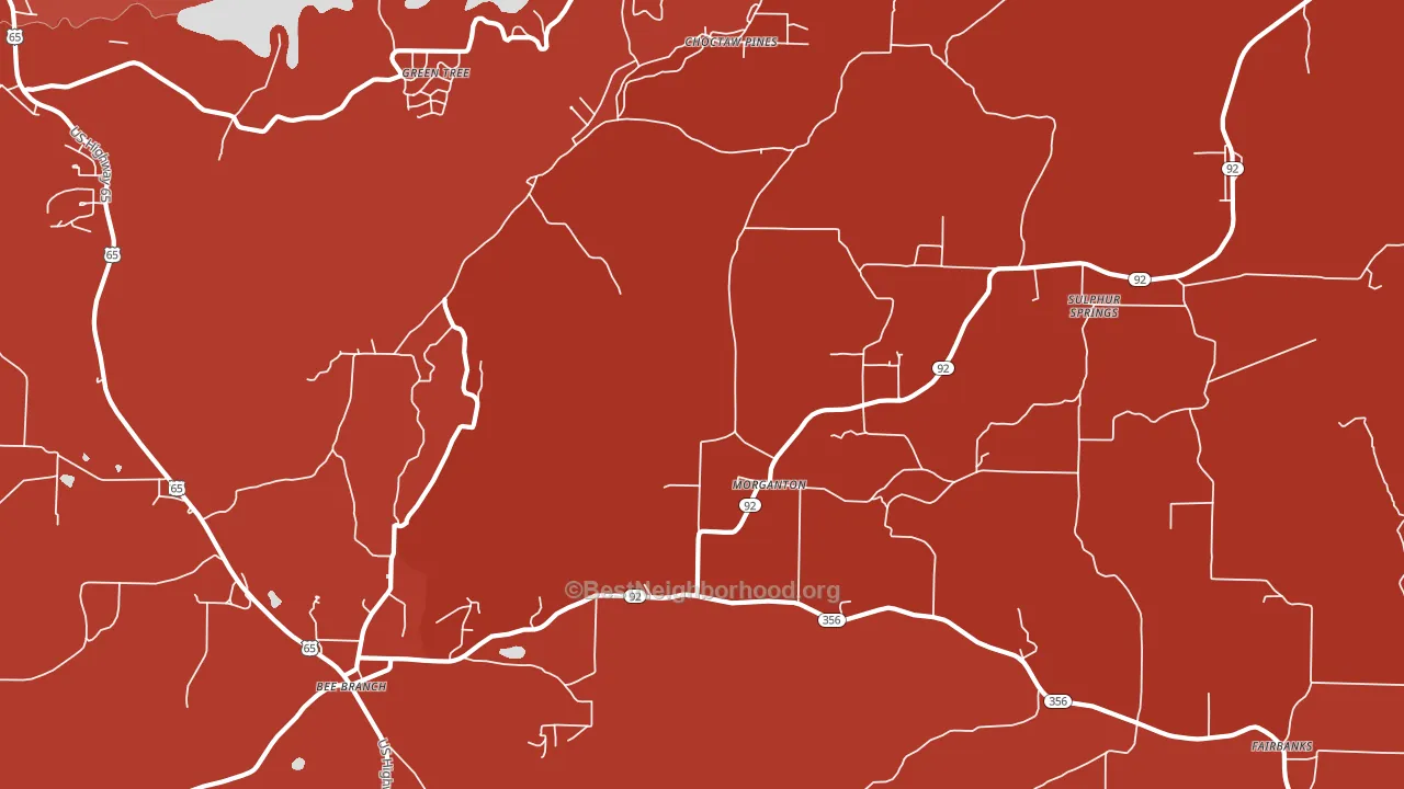 Morganton, AR block-group political-lean map