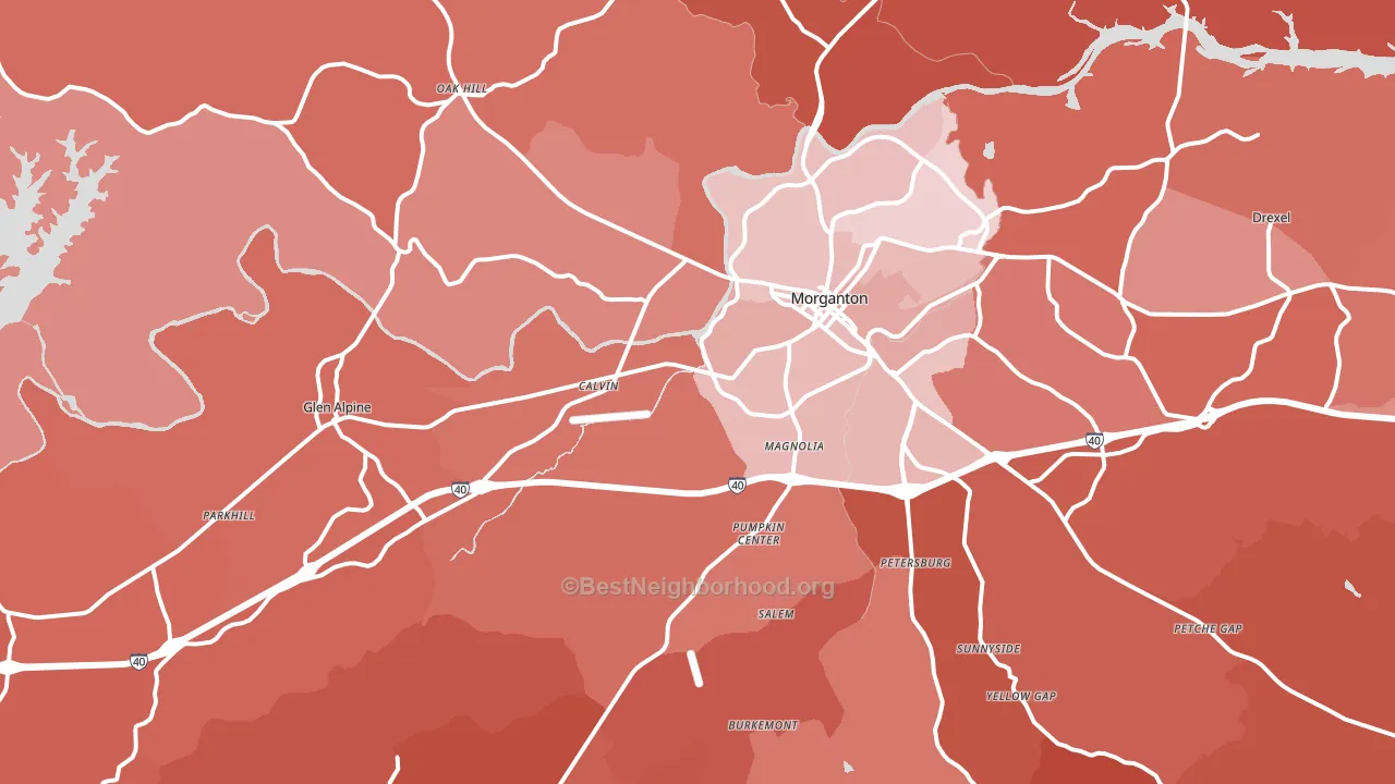 Morganton, NC block-group political-lean map