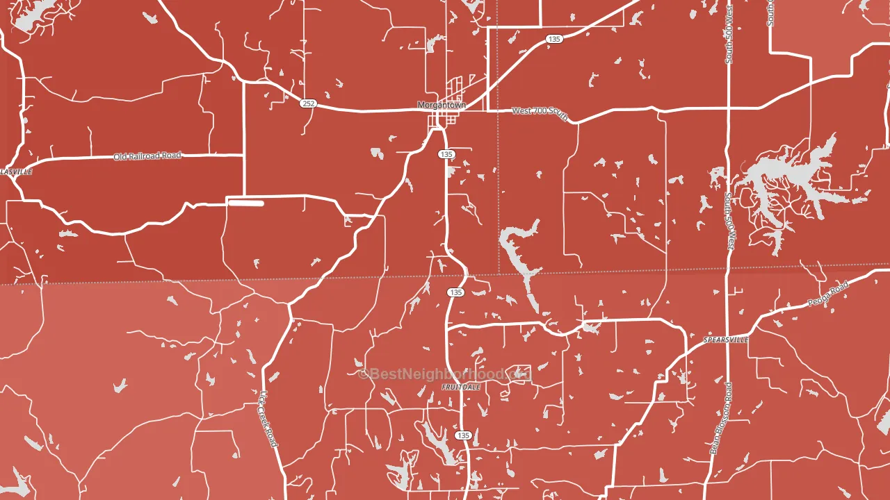 Morgantown, IN block-group political-lean map
