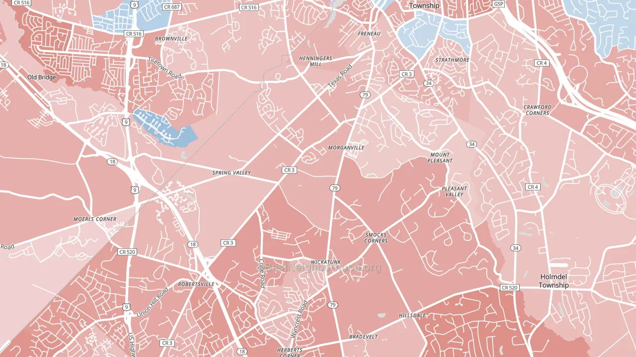 Morganville, NJ block-group political-lean map