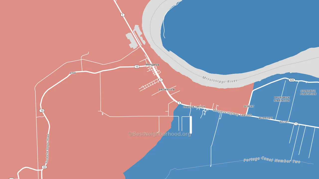 Morganza, LA block-group political-lean map