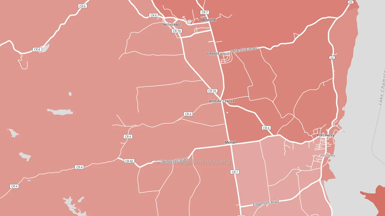 Moriah Center, NY block-group political-lean map