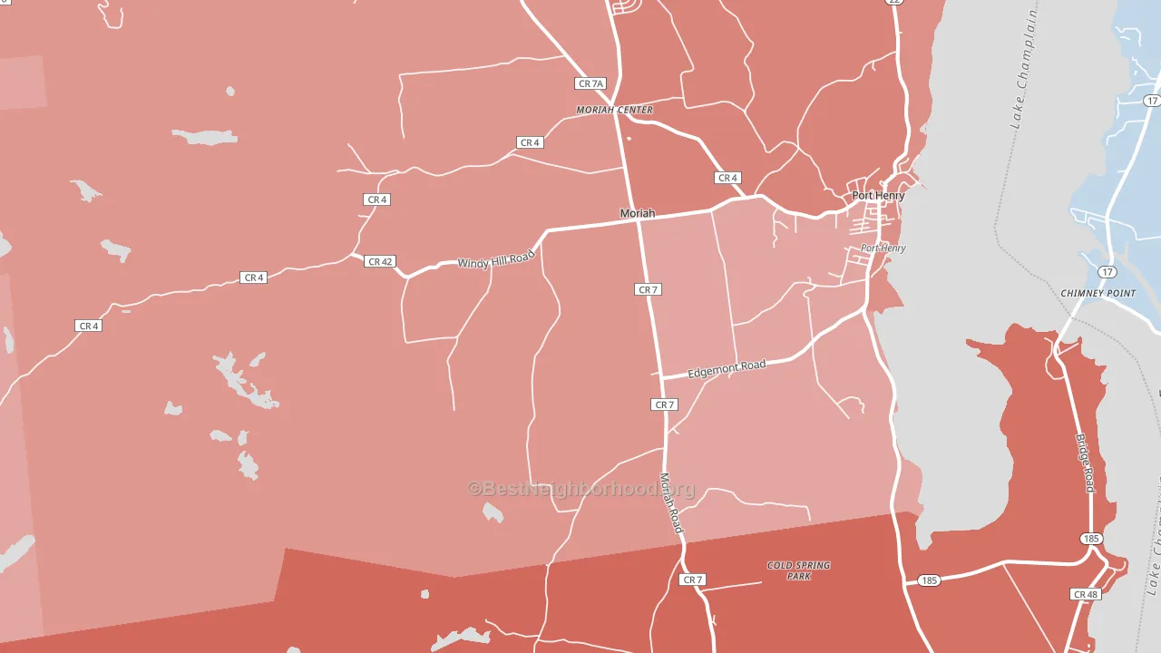 Moriah, NY block-group political-lean map