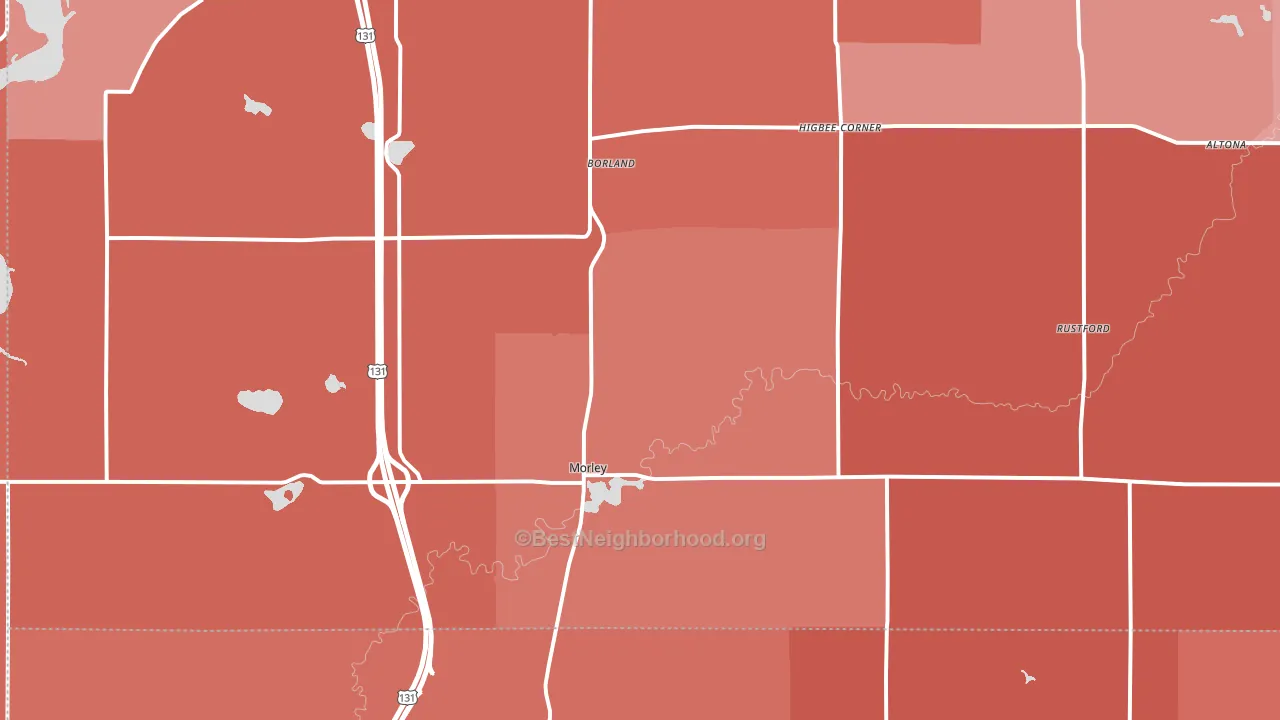 Morley, MI block-group political-lean map