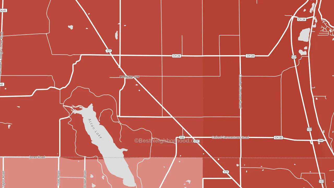 Morning Sun, OH block-group political-lean map