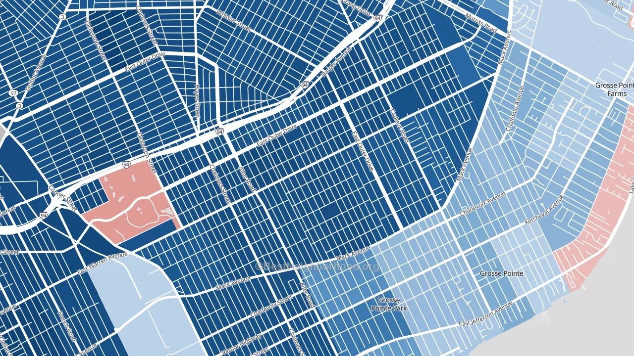 Morningside, Detroit, MI block-group political-lean map