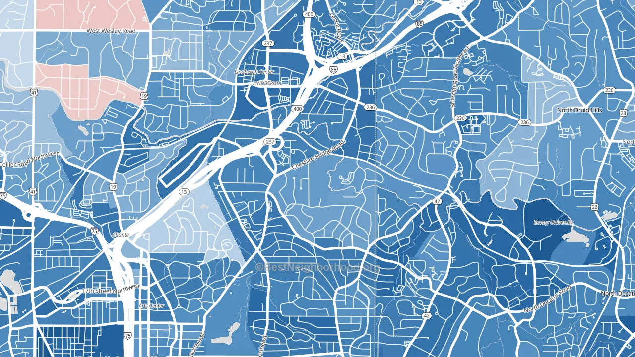 Morningside-Lenox Park, Atlanta, GA block-group political-lean map