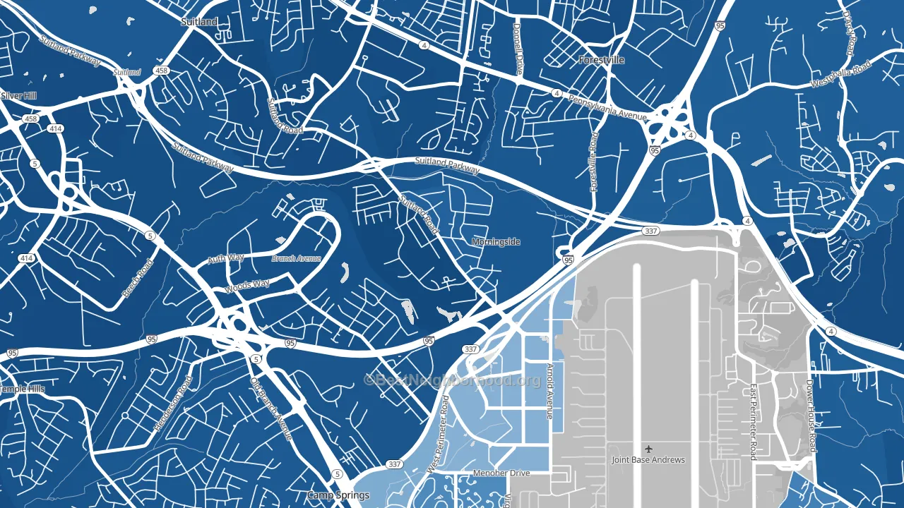 Morningside, MD block-group political-lean map
