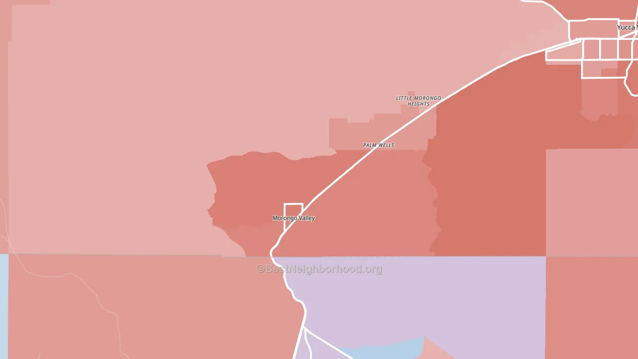 Morongo Valley, CA block-group political-lean map