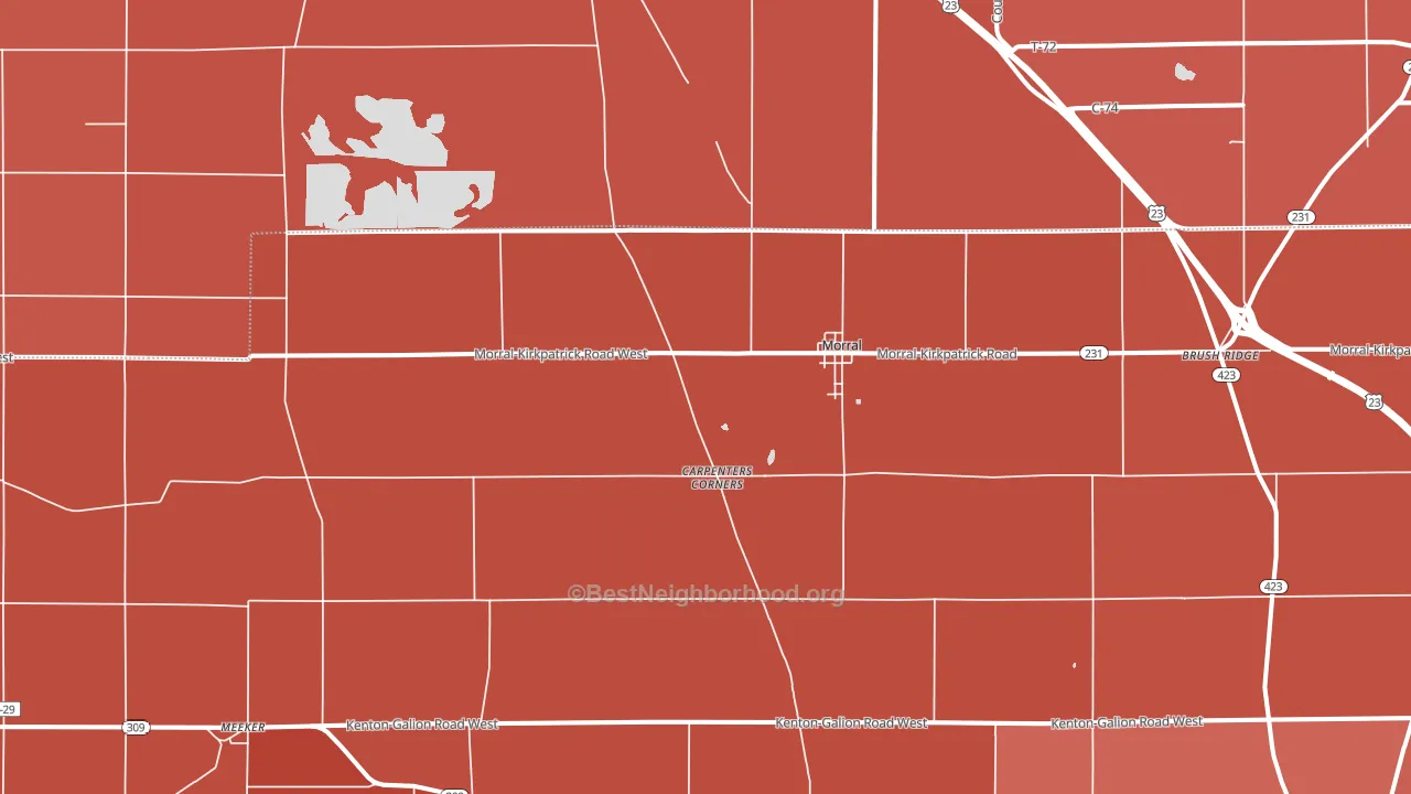 Morral, OH block-group political-lean map