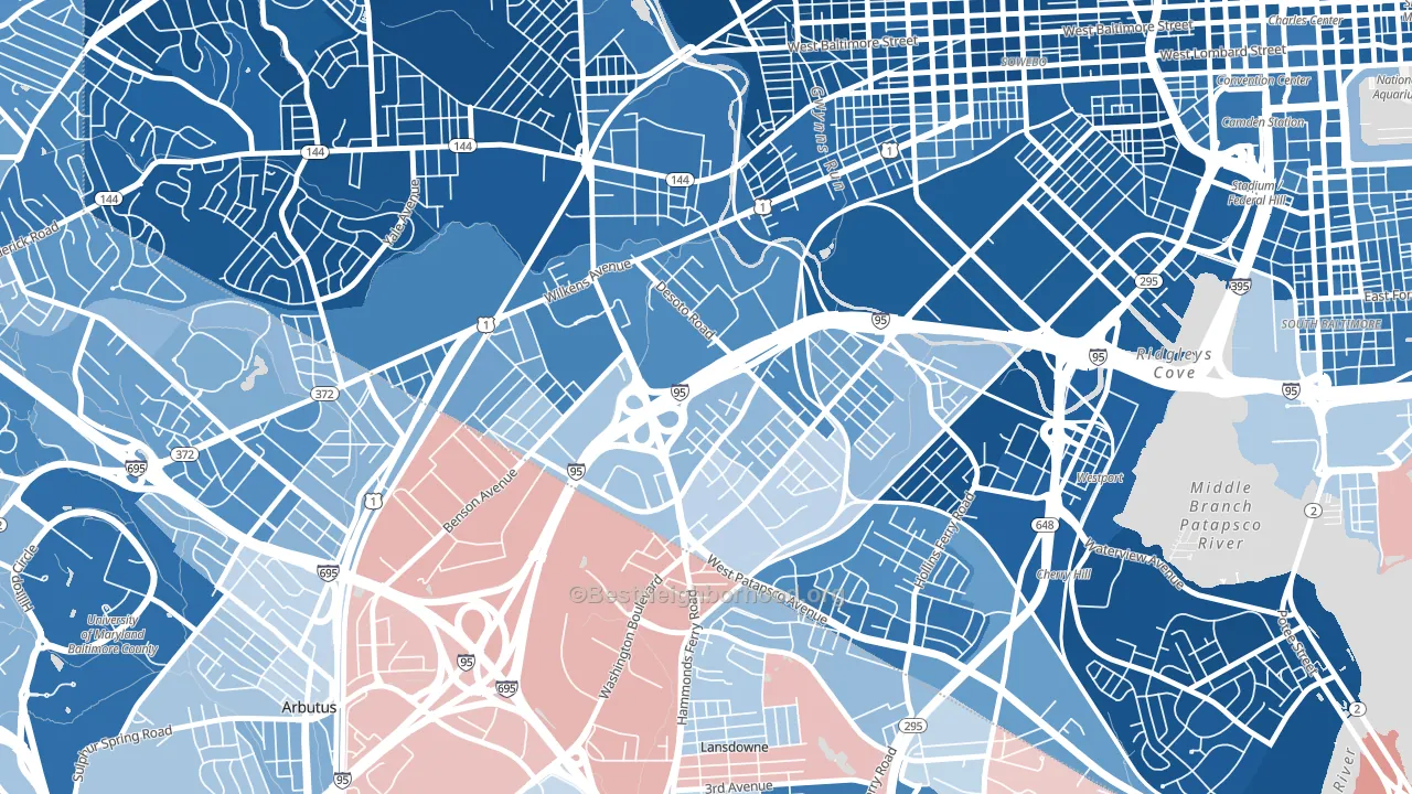 Morrell Park, Baltimore, MD block-group political-lean map