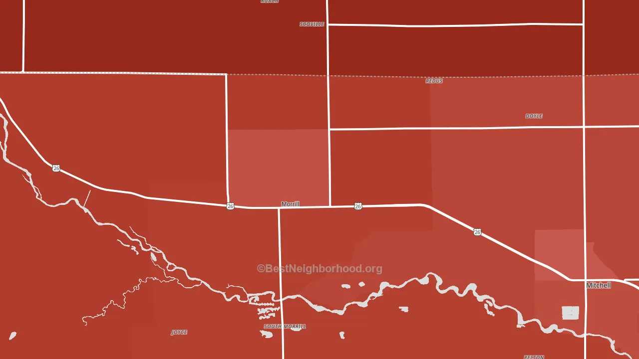 Morrill, NE block-group political-lean map