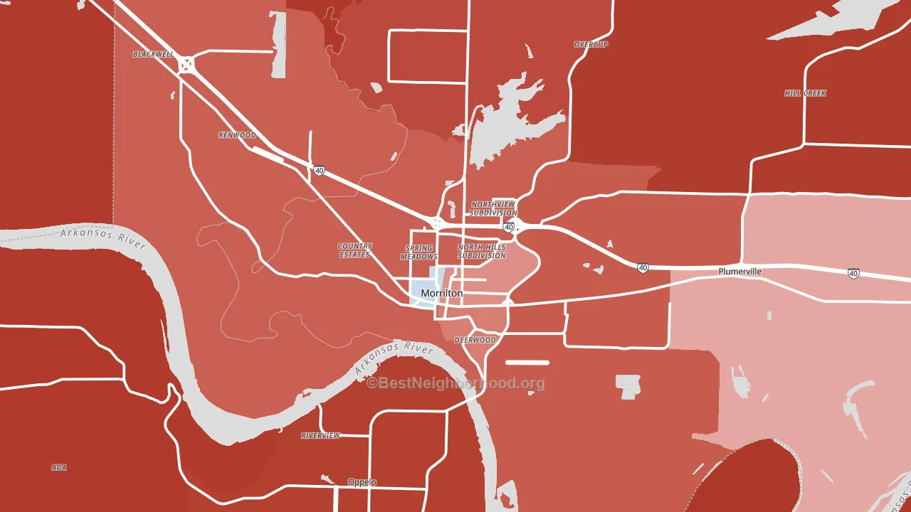Morrilton, AR block-group political-lean map