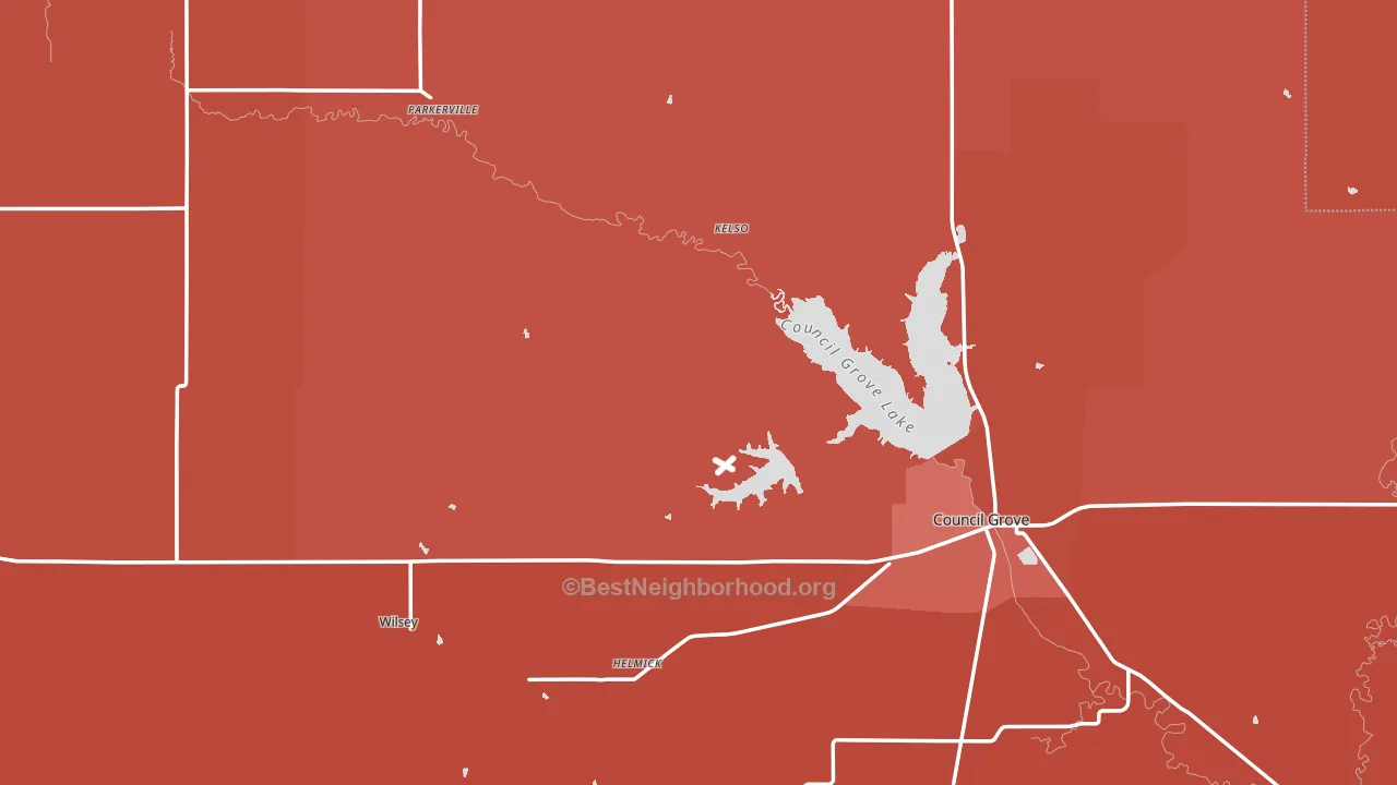 Morris County, KS block-group political-lean map