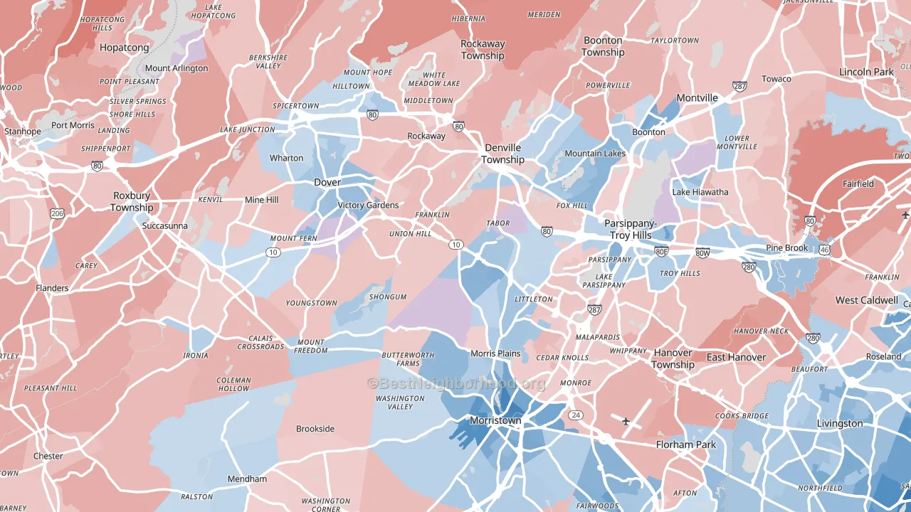 Morris County, NJ block-group political-lean map