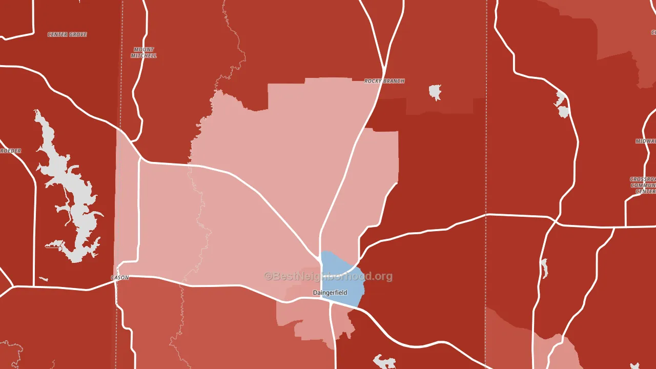 Morris County, TX block-group political-lean map