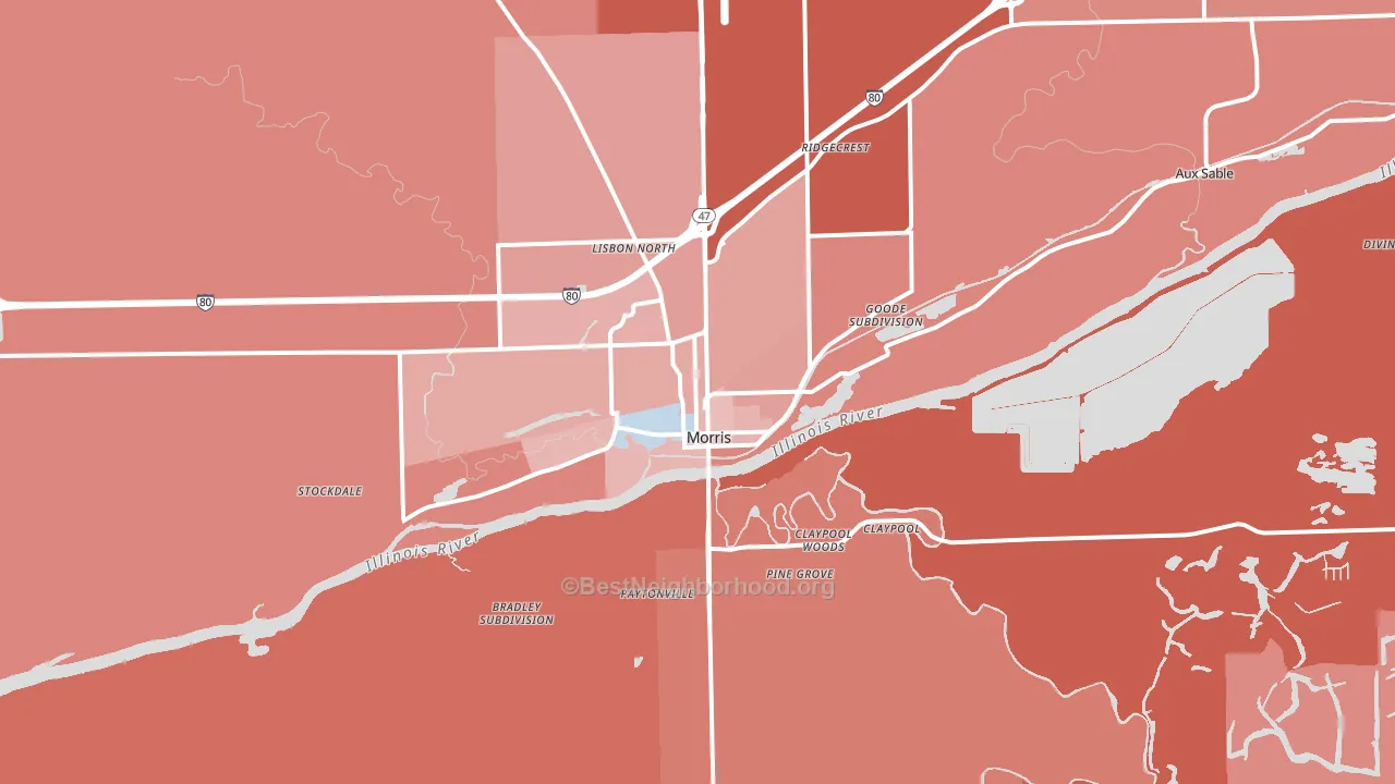 Morris, IL block-group political-lean map