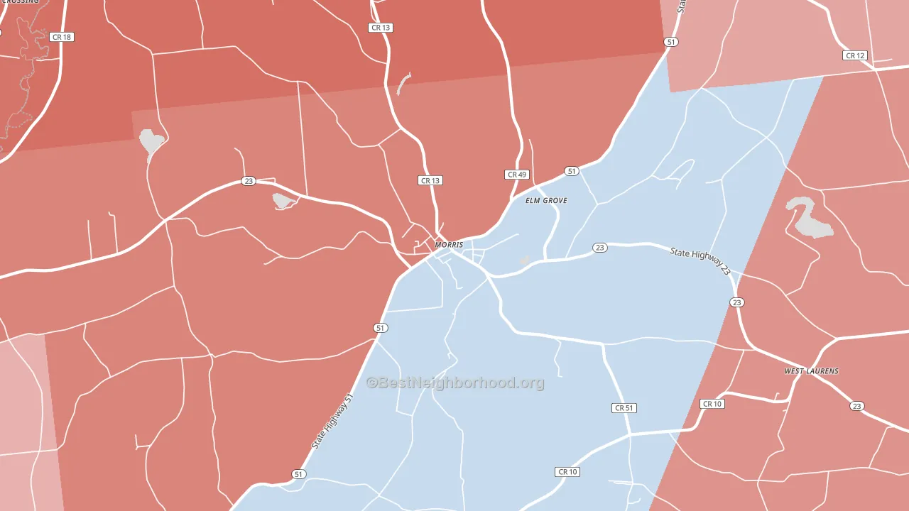 Morris, NY block-group political-lean map