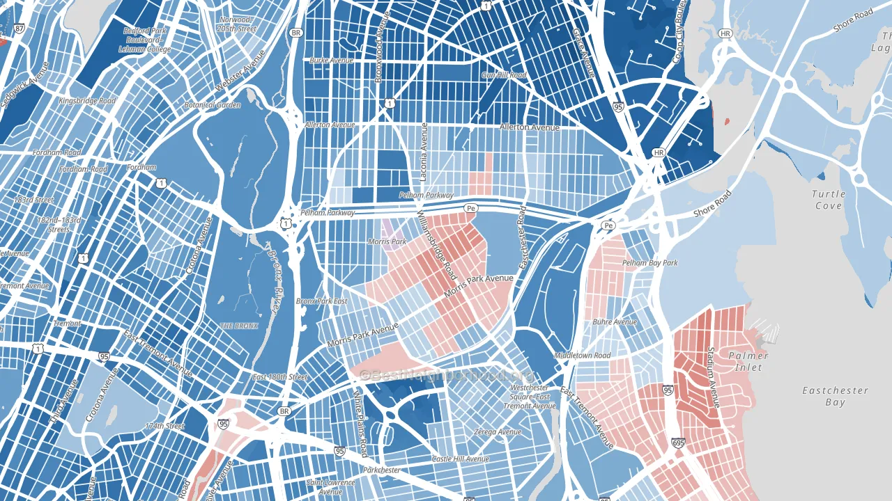 Morris Park, Bronx, NY block-group political-lean map
