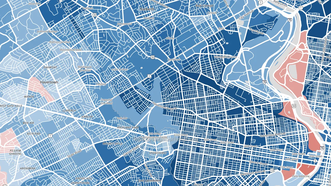 Morris Park, Philadelphia, PA block-group political-lean map