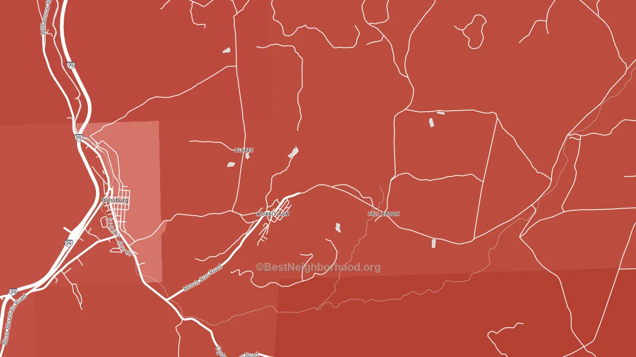 Morris Run, PA block-group political-lean map