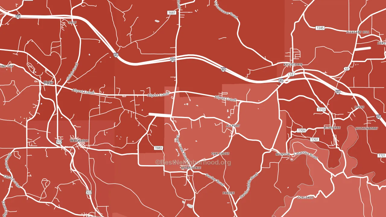 Morrisdale, PA block-group political-lean map