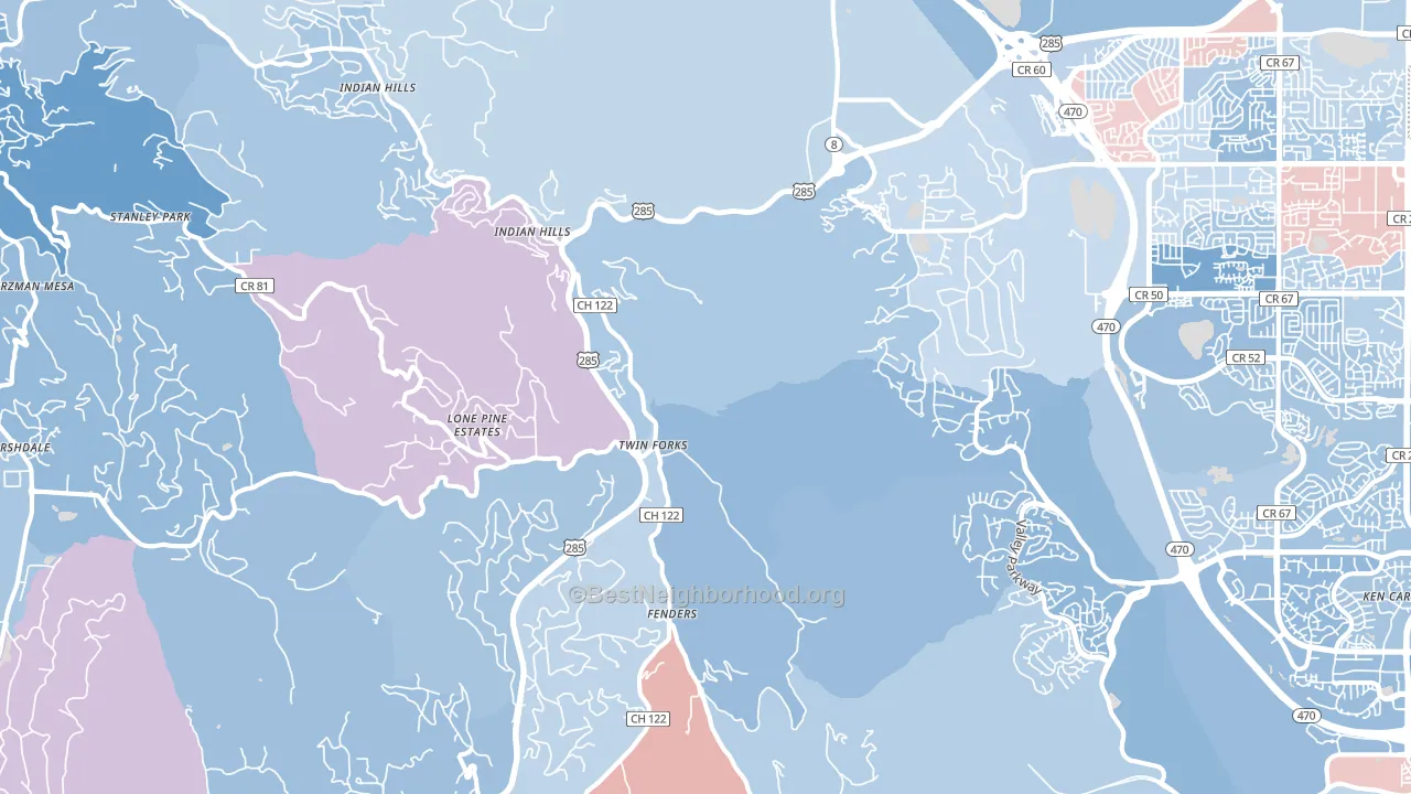 Morrison, CO block-group political-lean map