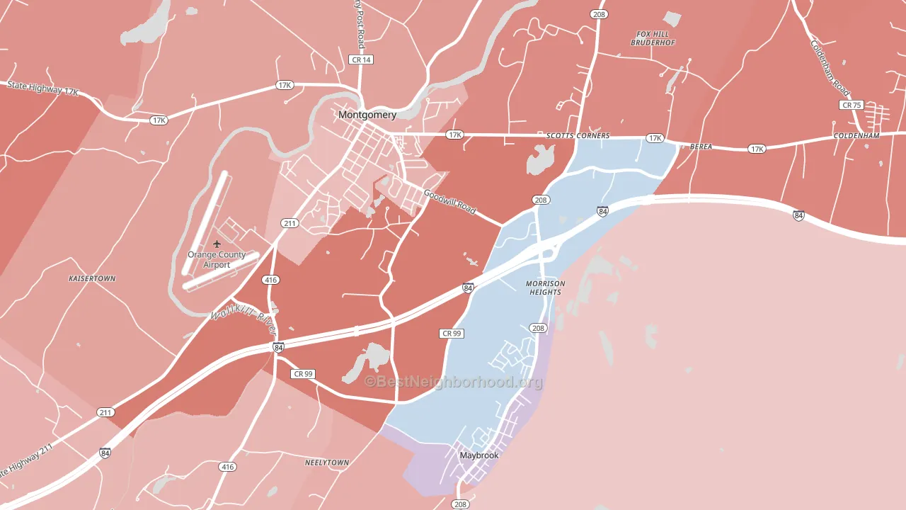 Morrison Heights, NY block-group political-lean map