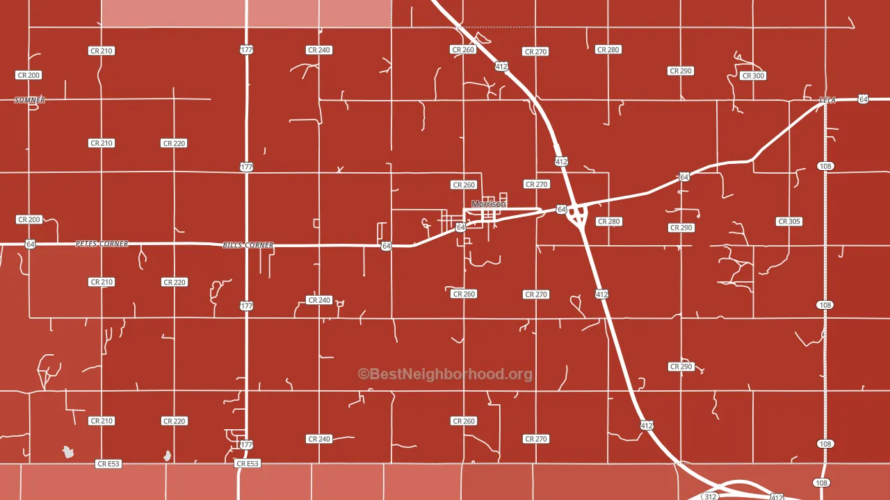 Morrison, OK block-group political-lean map