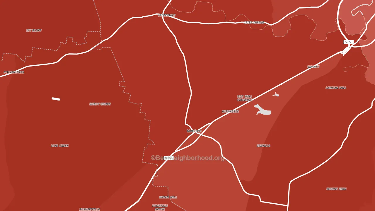 Morrison, TN block-group political-lean map