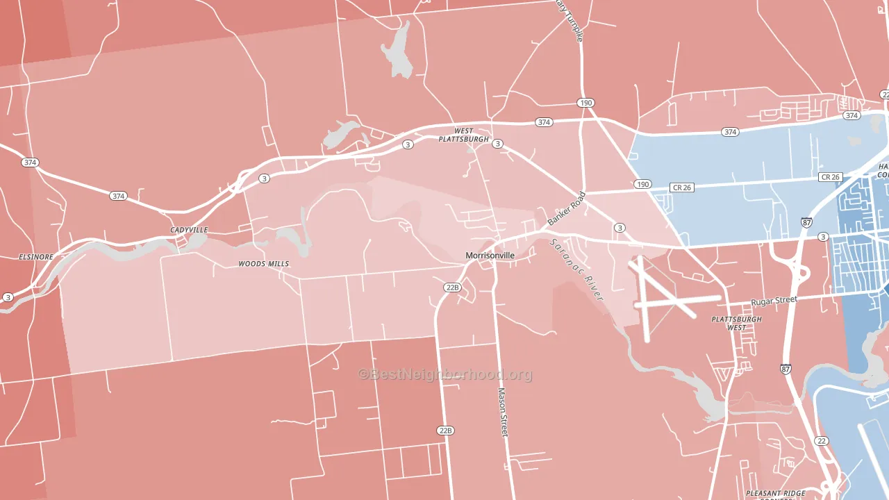Morrisonville, NY block-group political-lean map