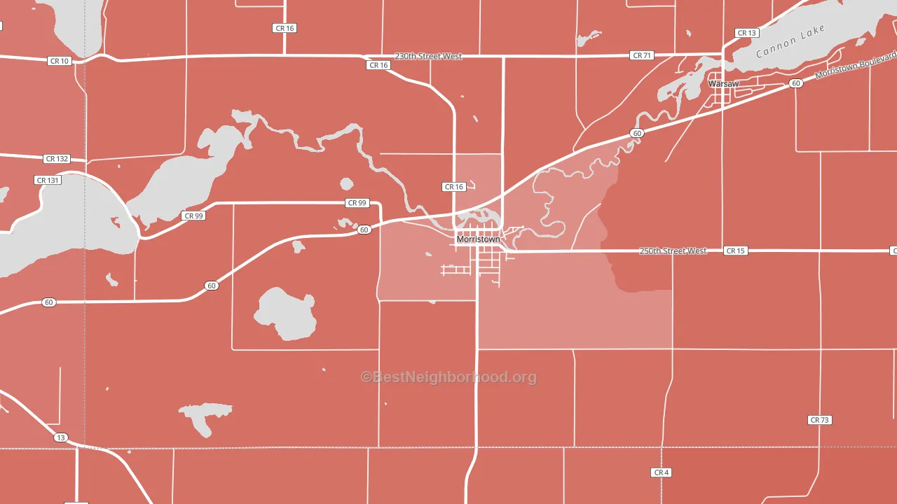 Morristown, MN block-group political-lean map