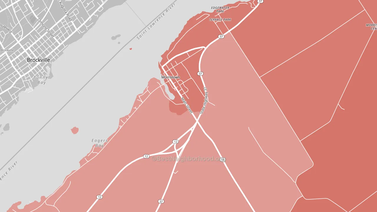 Morristown, NY block-group political-lean map