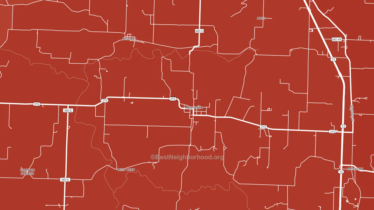 Morrisville, MO block-group political-lean map