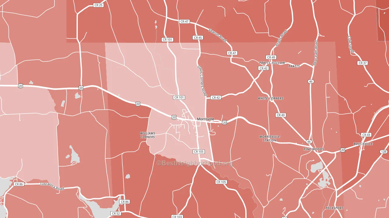 Morrisville, NY block-group political-lean map