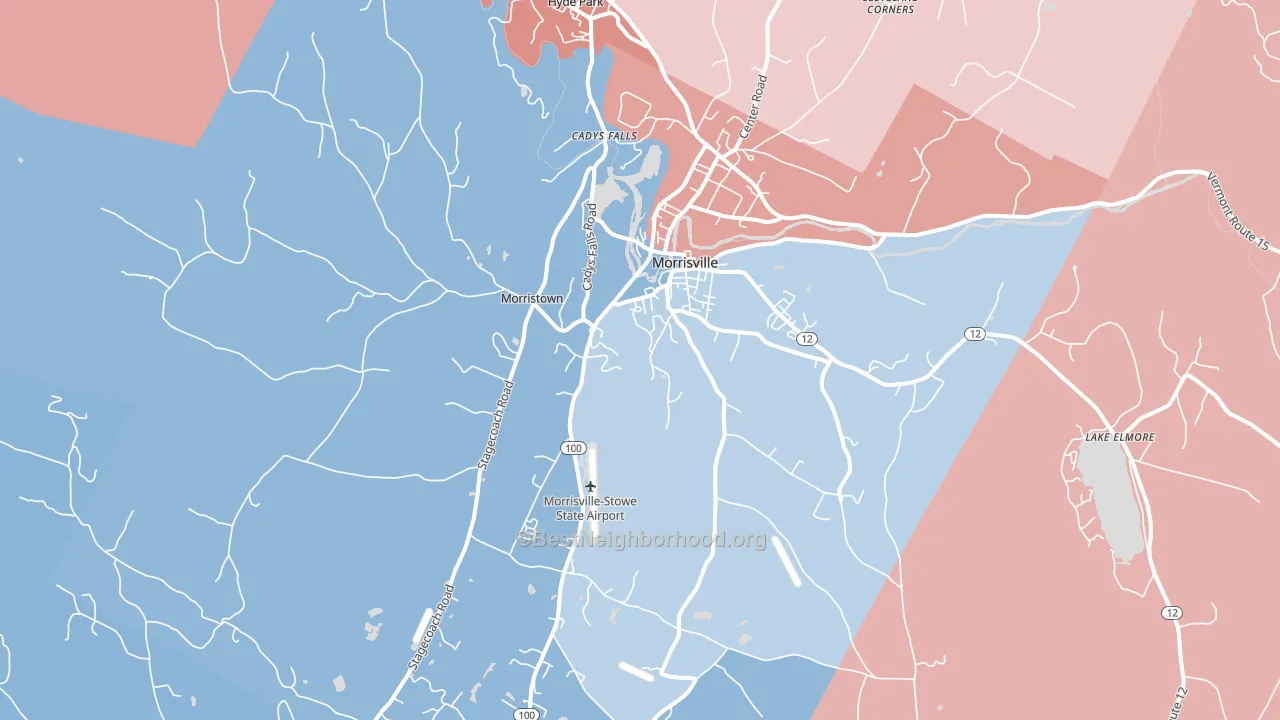 Morrisville, VT block-group political-lean map