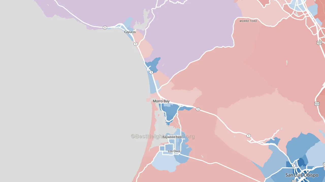 Morro Bay, CA block-group political-lean map