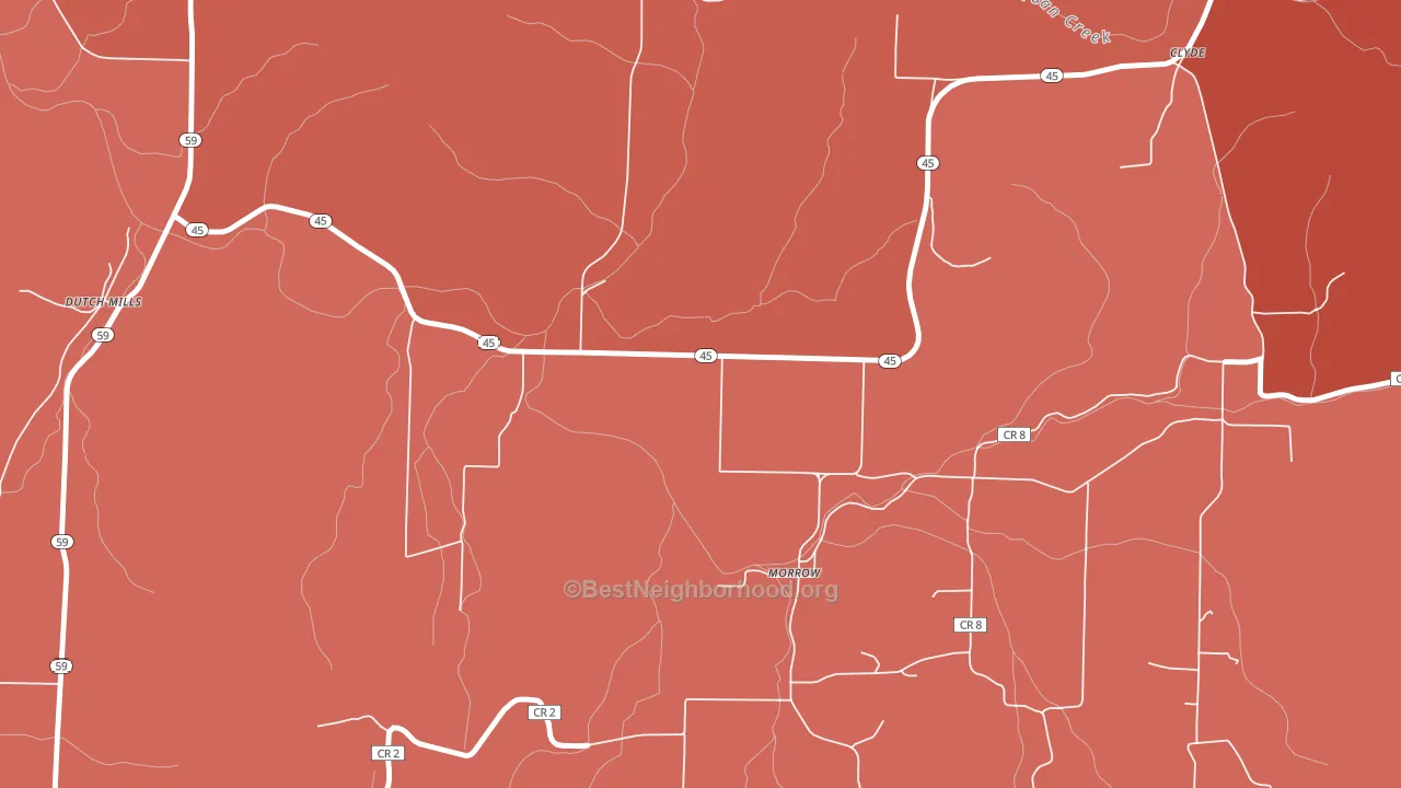 Morrow, AR block-group political-lean map