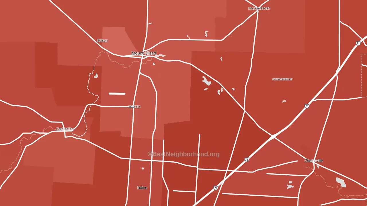 Morrow County, OH block-group political-lean map