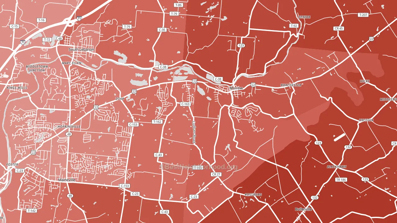 Morrow, OH block-group political-lean map