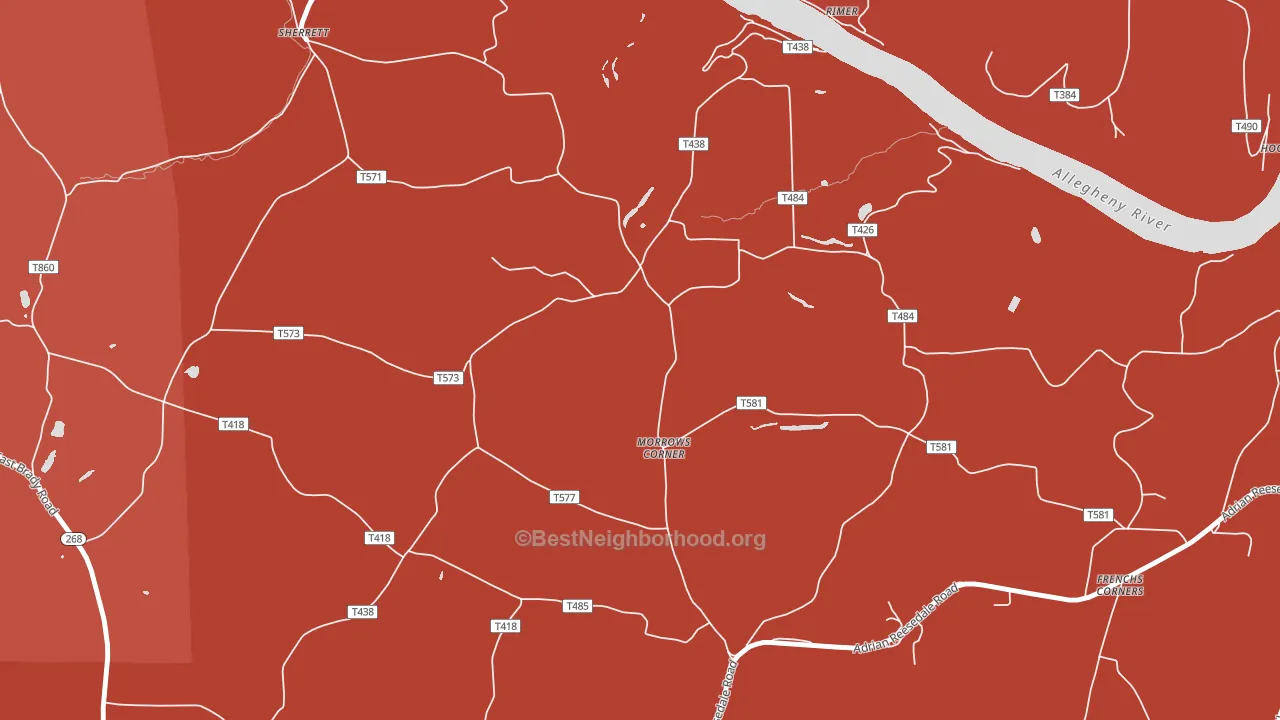 Morrows Corner, PA block-group political-lean map
