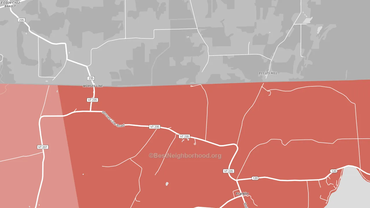 Morses Line, VT block-group political-lean map