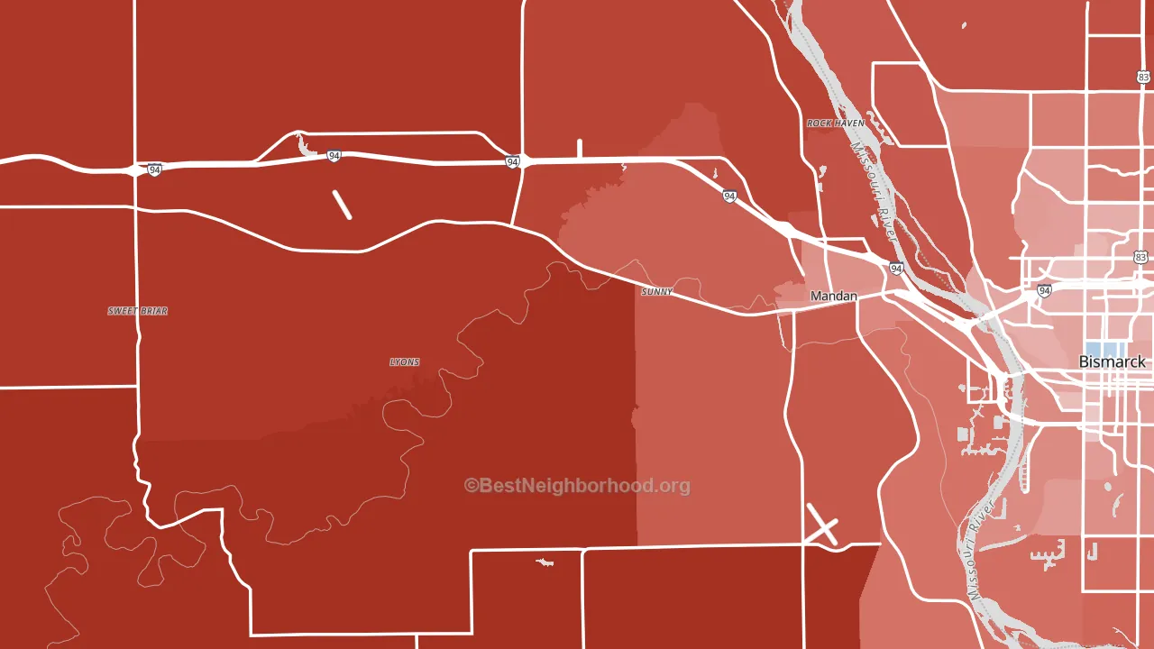 Morton County, ND block-group political-lean map