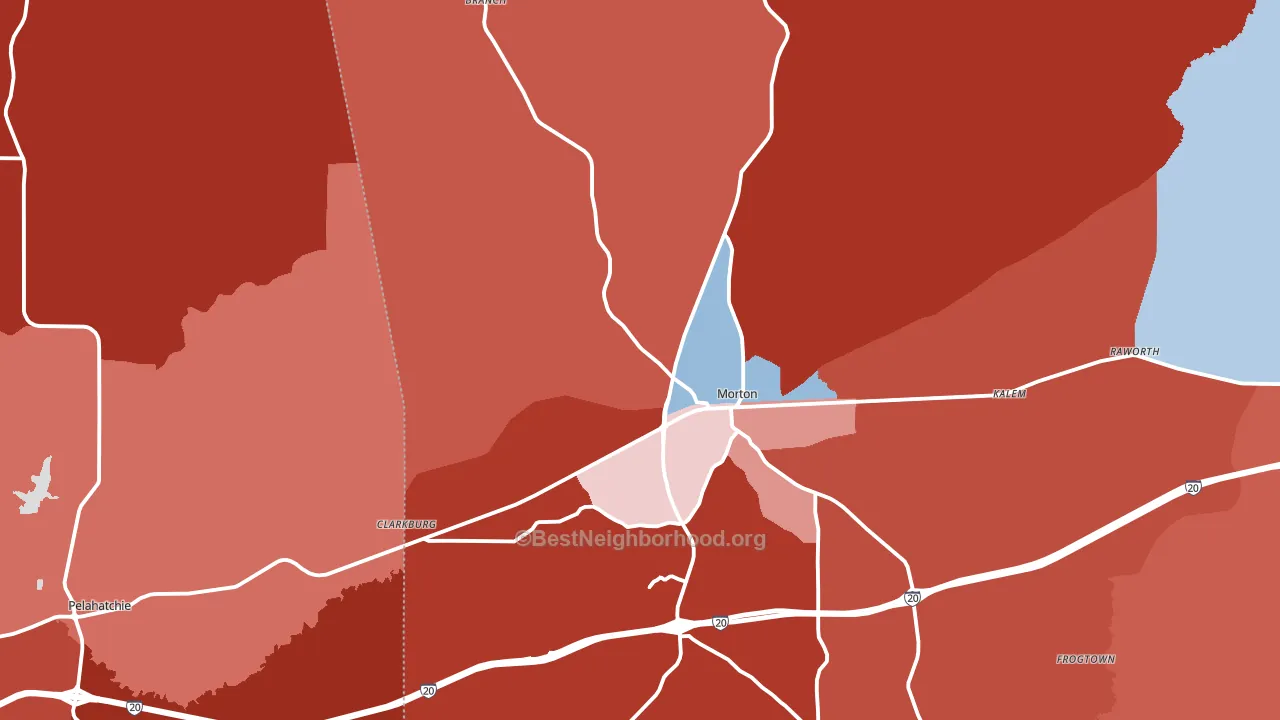 Morton, MS block-group political-lean map