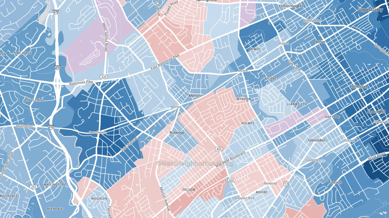 Morton, PA block-group political-lean map