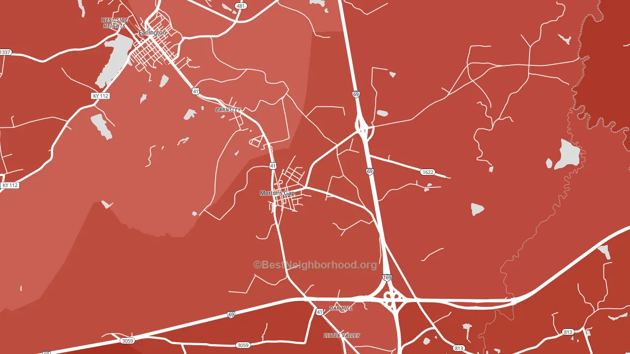 Mortons Gap, KY block-group political-lean map
