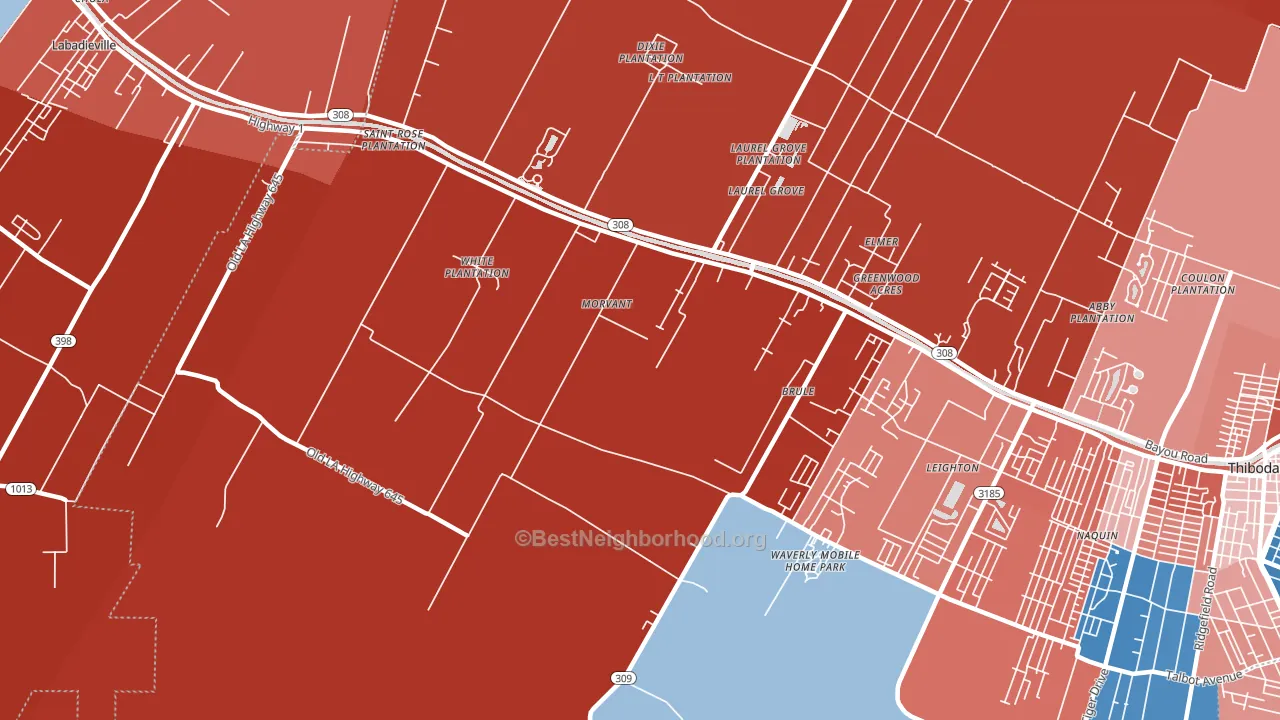 Morvant, LA block-group political-lean map