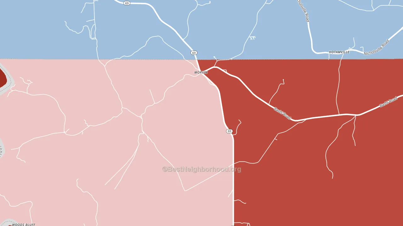 Morvin, AL block-group political-lean map